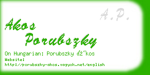 akos porubszky business card